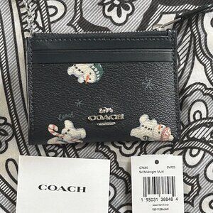 Coach RARE Snowman Print Mini Skinny Id Case Wallet